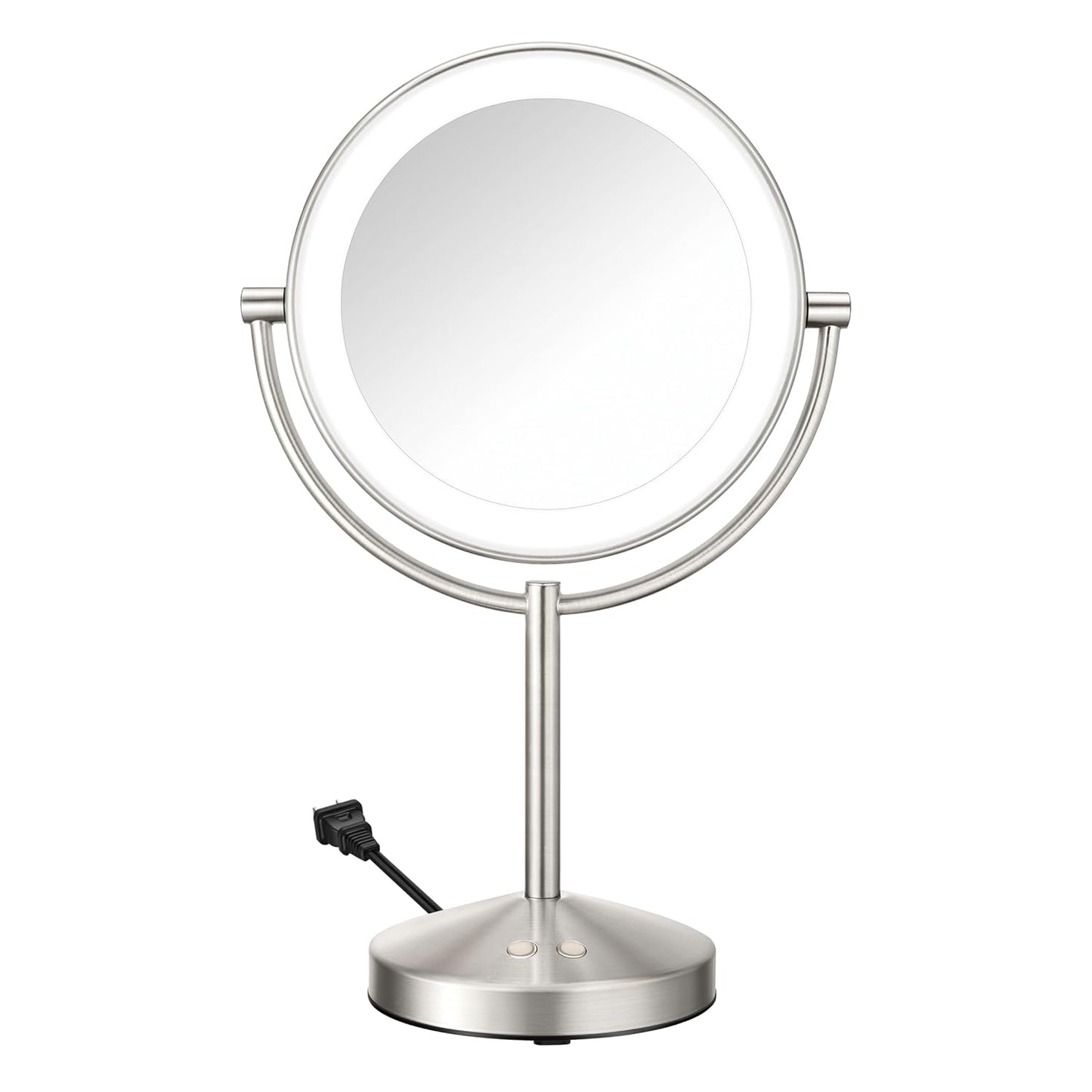 Conair Lighted Makeup Mirror, Double-Sided LED Vanity Mirror with 1X/10X Magnification, 3 Light Settings, 3 Modes, 360° Rotation, Brushed Brass Finish