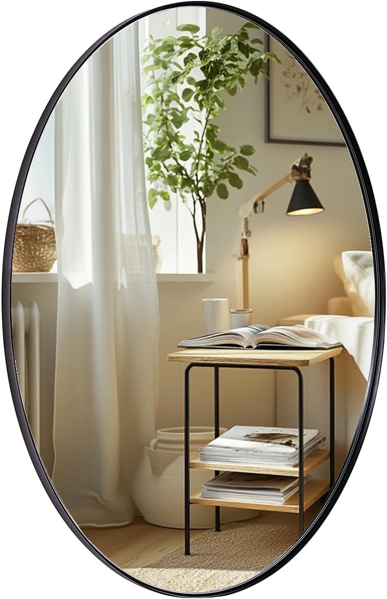 ANDY STAR Gold Oval Mirrors for Bathroom, 22x30 Inch Brushed Gold Stainless Steel Metal Framed Oval Wall Mirror, Modern Vanity Mirror Wall Mount Horizontal or Vertical