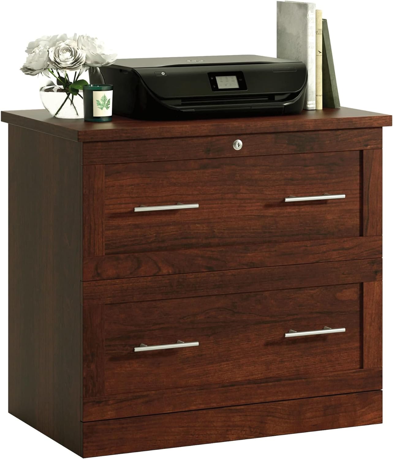 Realspace® 29-7/16"W x 18-1/2"D Lateral 2-Drawer File Cabinet, Mulled Cherry