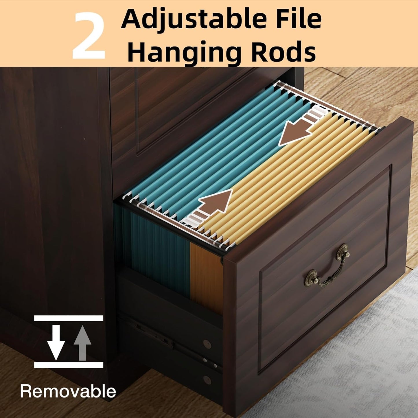 Tribesigns 4-Drawer File Filing Cabinet, Vertical File Cabinet Office Wood Filing Cabinet for A4 /Letter Size Narrow Tall File Storage for Honhe Office, Walnut
