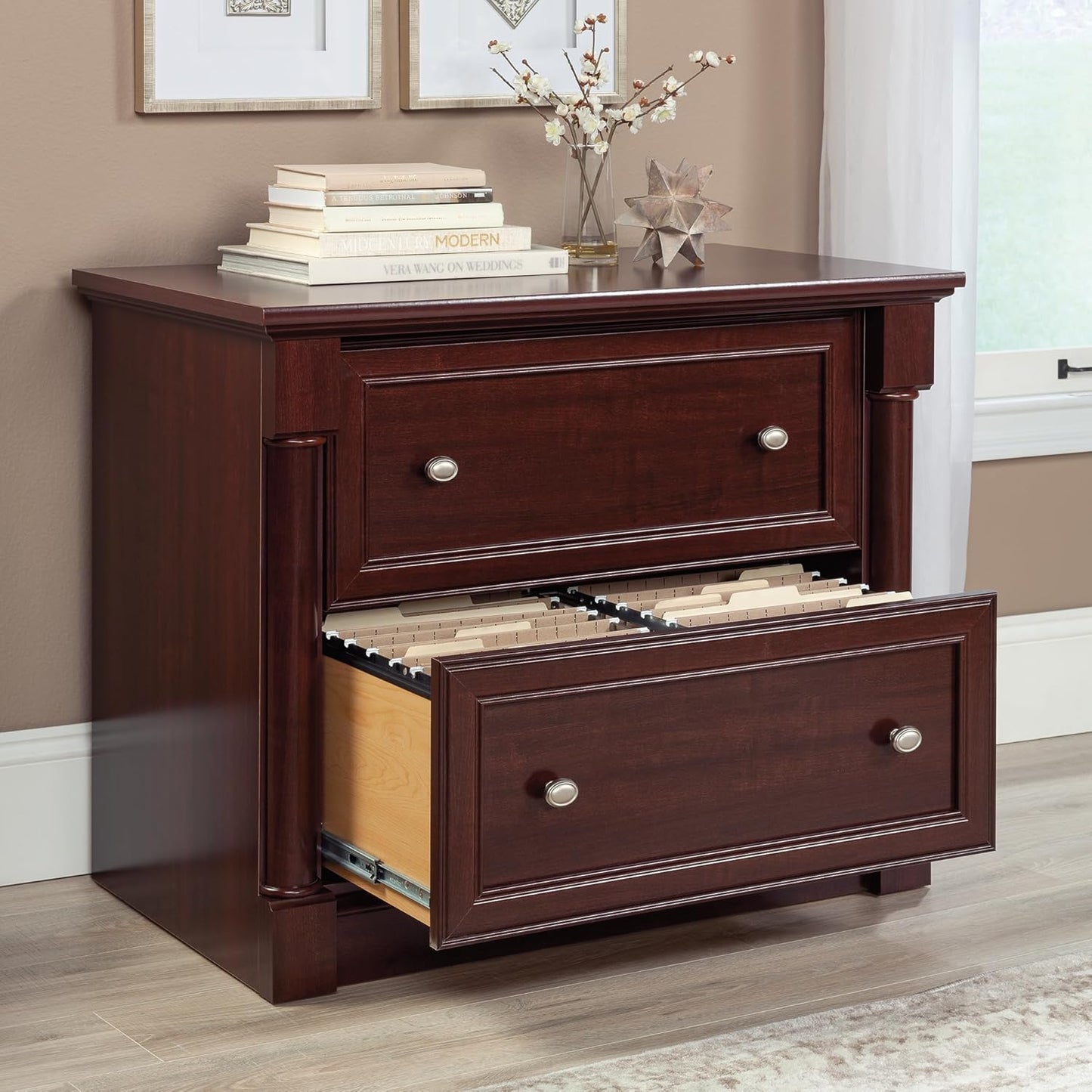 Sauder Palladia File Cabinet with 2 Drawers, Safety Mechanism, Lateral File Cabinet - Select Cherry Finish
