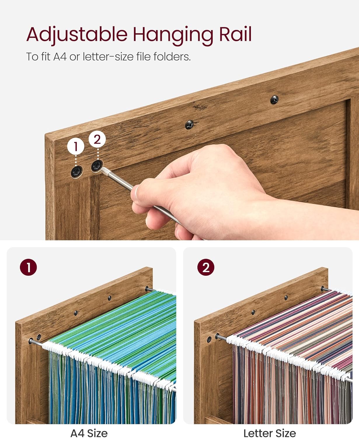 VASAGLE File Cabinet, Filing Cabinet with 2 File Drawers, Printer Stand, Fit A4, Letter Size, Hanging File Folders, Modern Farmhouse Style, for Home Office, Honey Brown UOFC048T41