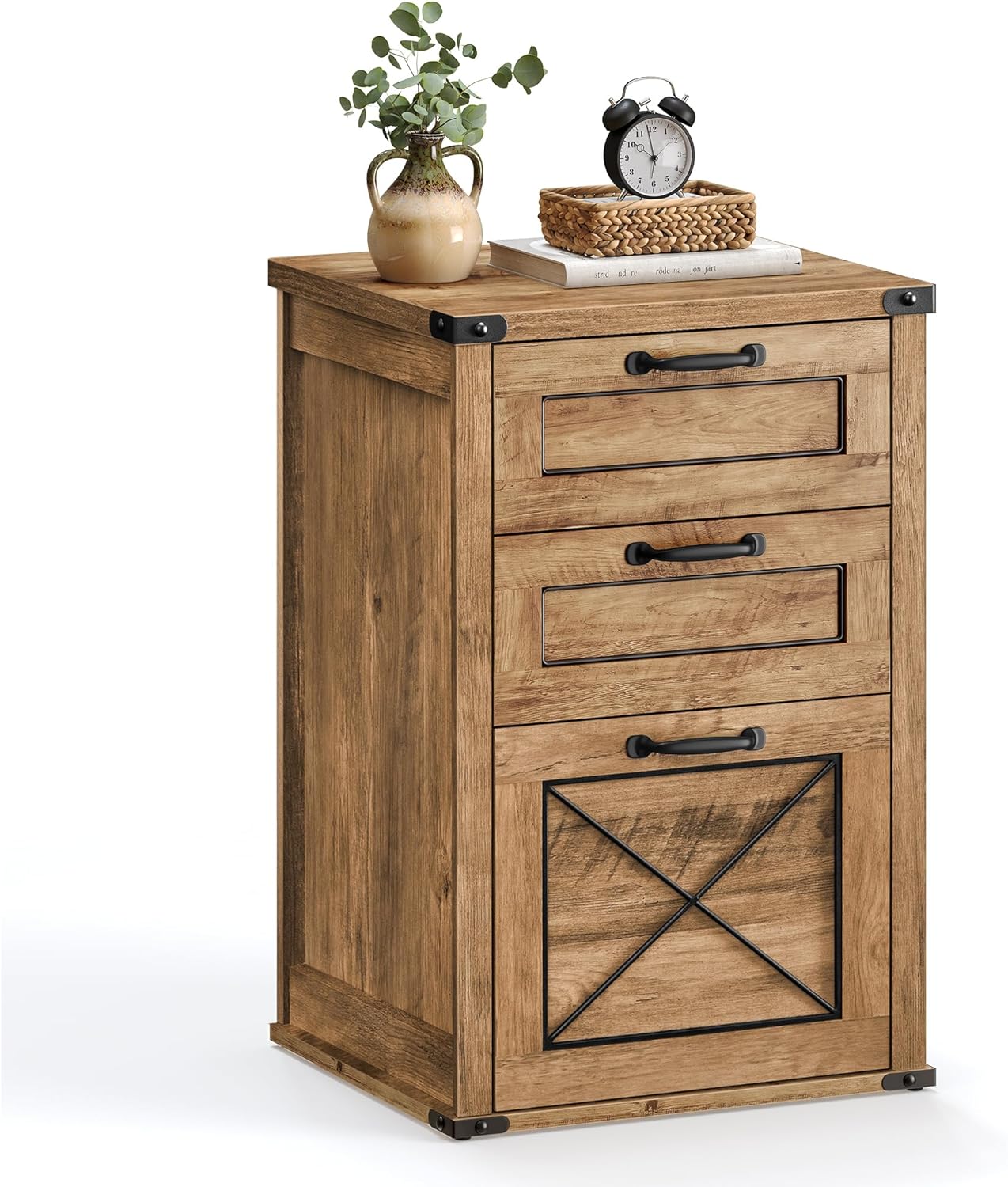 VASAGLE File Cabinet, Filing Cabinet with 2 File Drawers, Printer Stand, Fit A4, Letter Size, Hanging File Folders, Modern Farmhouse Style, for Home Office, Honey Brown UOFC048T41