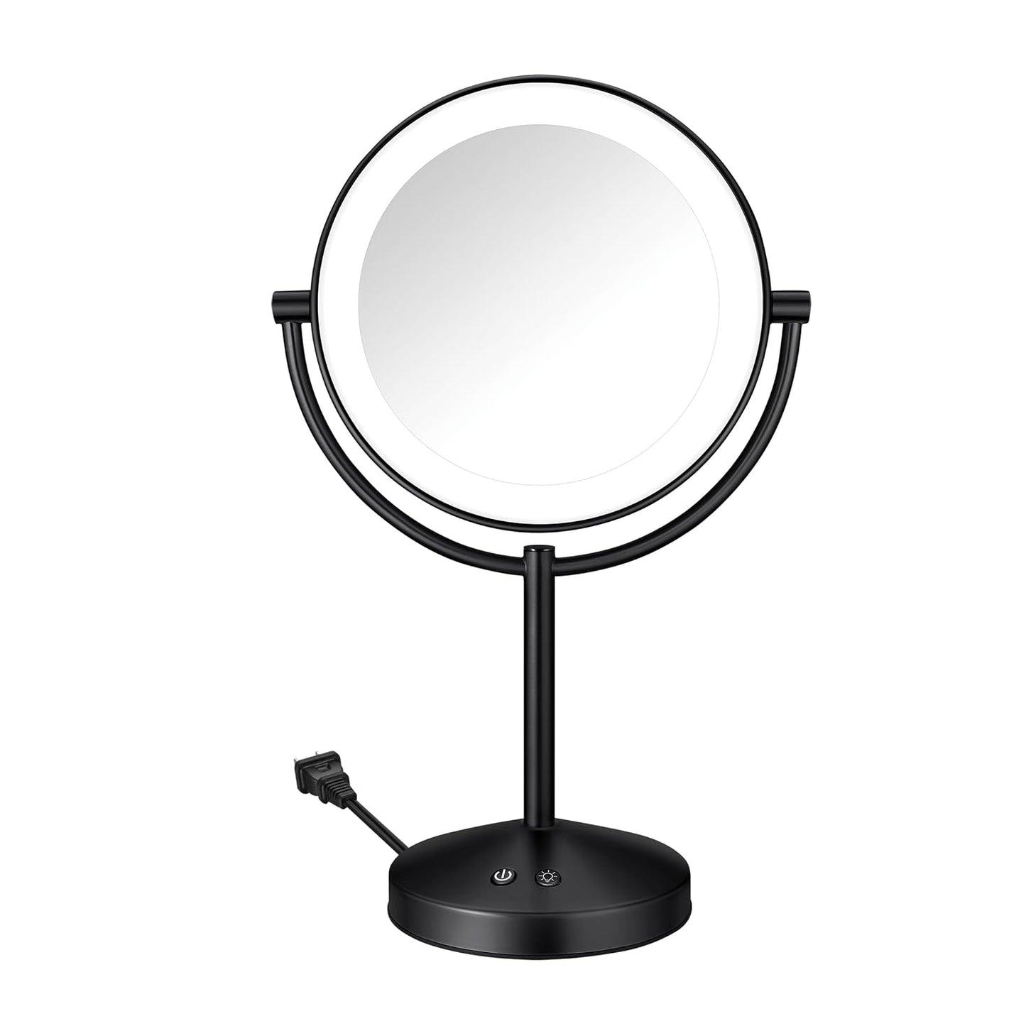 Conair Lighted Makeup Mirror, Double-Sided LED Vanity Mirror with 1X/10X Magnification, 3 Light Settings, 3 Modes, 360° Rotation, Satin Nickel Finish