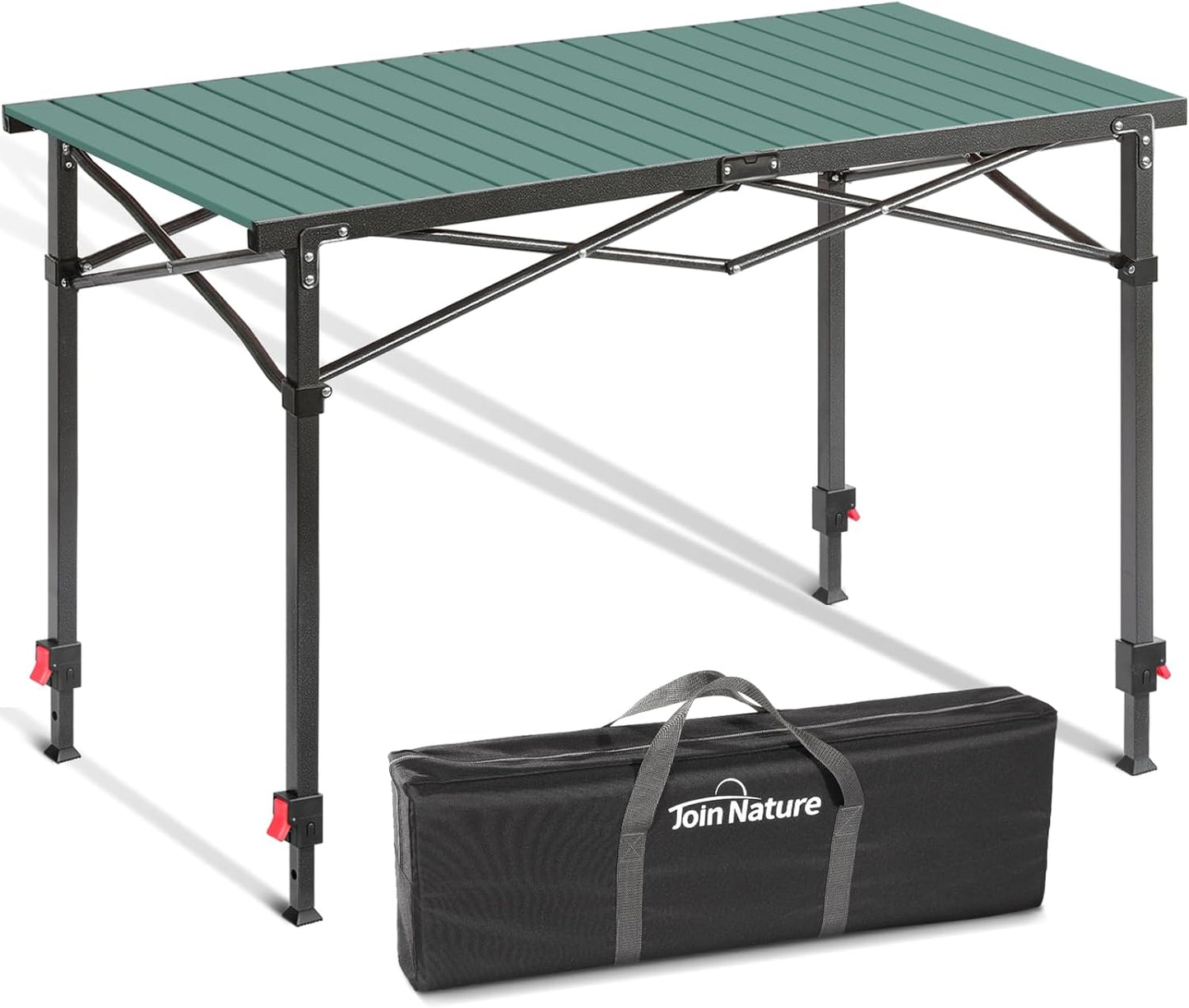 Portable Outdoor Adjustable Height Camping Table, Large for 2-6 Person, Foldable Roll-up Aluminum Camp Table with Carry Bag for Picnic, Camp, Sturdy, Stable, Loads 220 Lbs