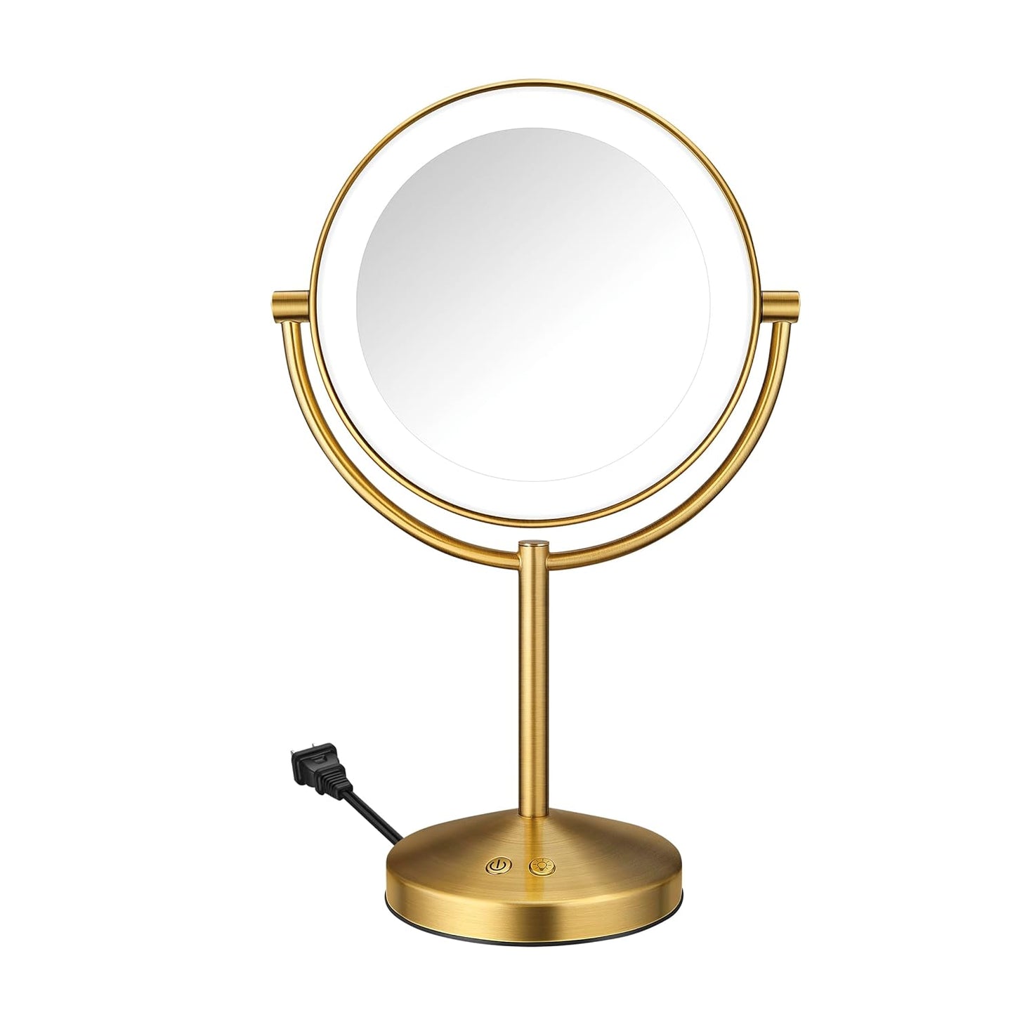 Conair Lighted Makeup Mirror, Double-Sided LED Vanity Mirror with 1X/10X Magnification, 3 Light Settings, 3 Modes, 360° Rotation, Satin Nickel Finish
