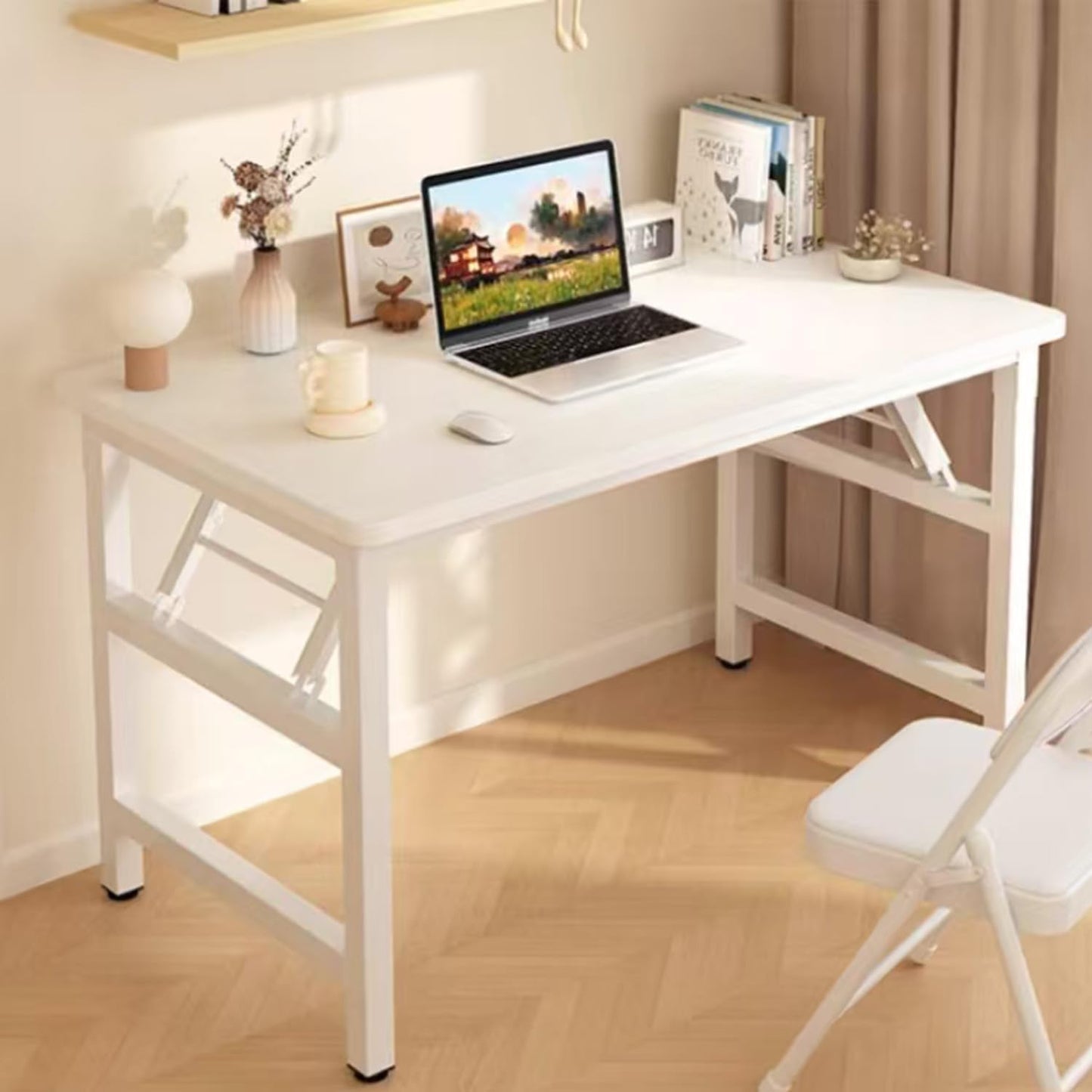 31.5 Inch Foldable Desks for Small Spaces,Foldable Desk No Assembly,Small Table for Bedroom,Black.