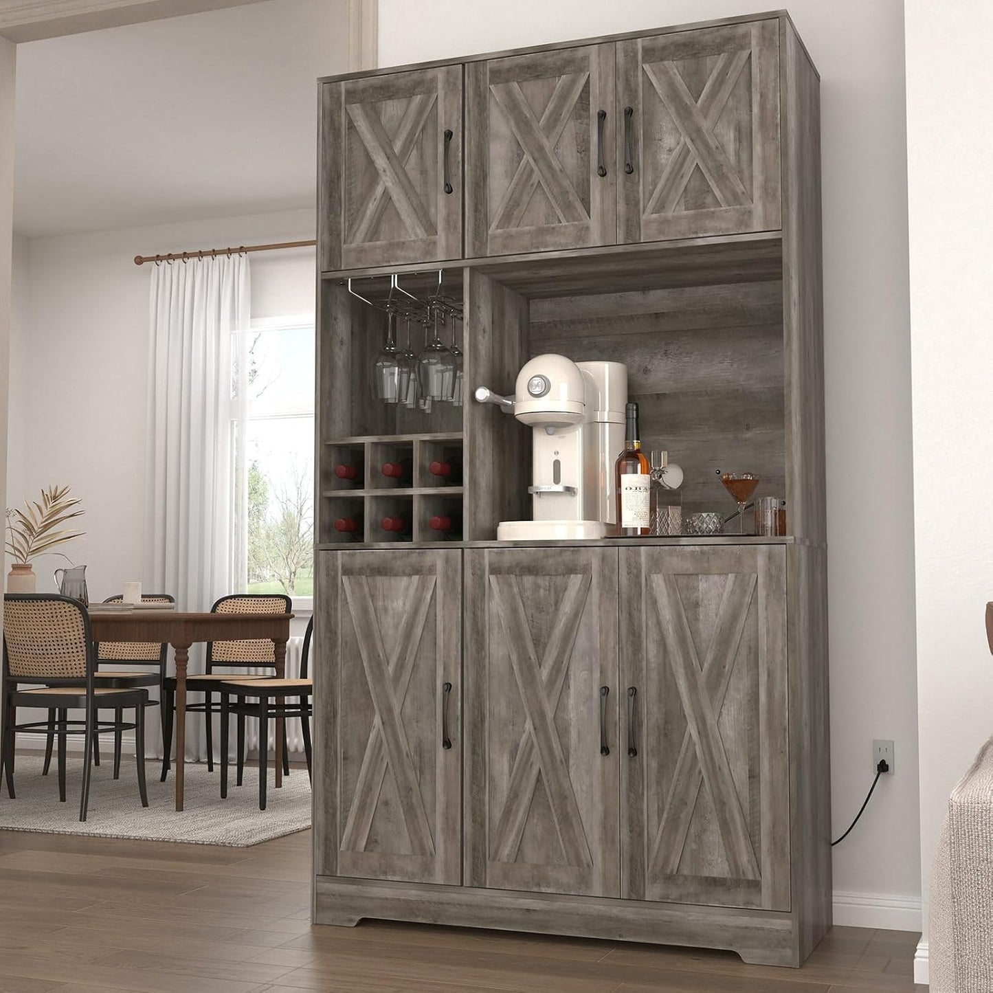 67" Tall Pantry Cabinet with Charging Station, Pantry Storage Cabinet with Drawers and Shelves, Food Pantry with Microwave Stand, Cupboard for Kitchen, Dining, Living Room, White