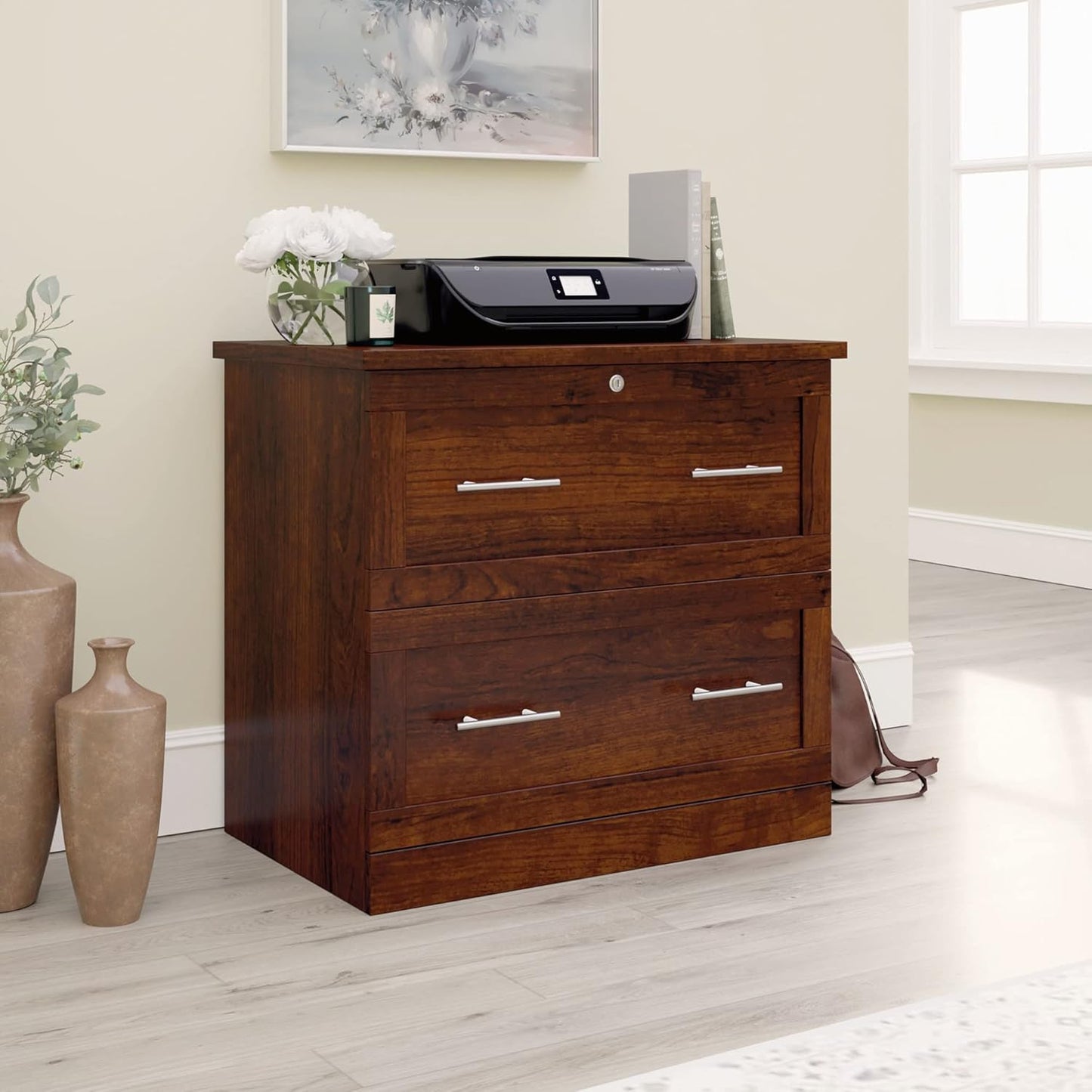 Realspace® 29-7/16"W x 18-1/2"D Lateral 2-Drawer File Cabinet, Mulled Cherry