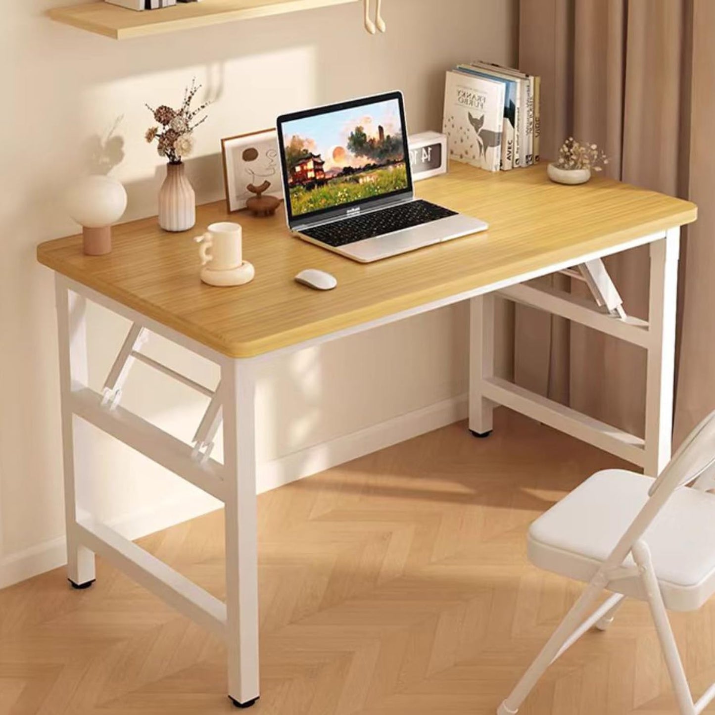 31.5 Inch Foldable Desks for Small Spaces,Foldable Desk No Assembly,Small Table for Bedroom,Black.