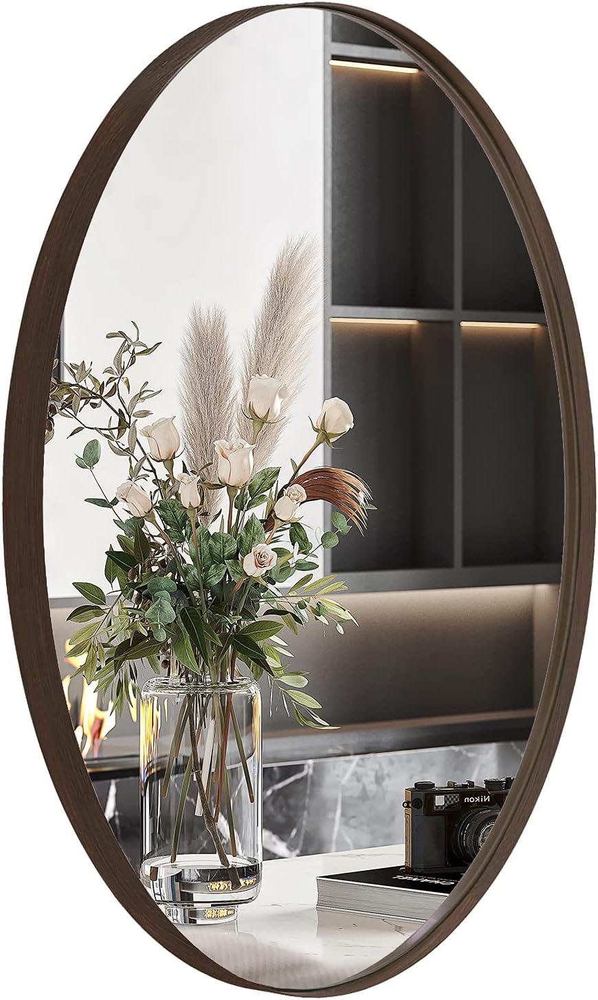 ANDY STAR Gold Oval Mirrors for Bathroom, 22x30 Inch Brushed Gold Stainless Steel Metal Framed Oval Wall Mirror, Modern Vanity Mirror Wall Mount Horizontal or Vertical