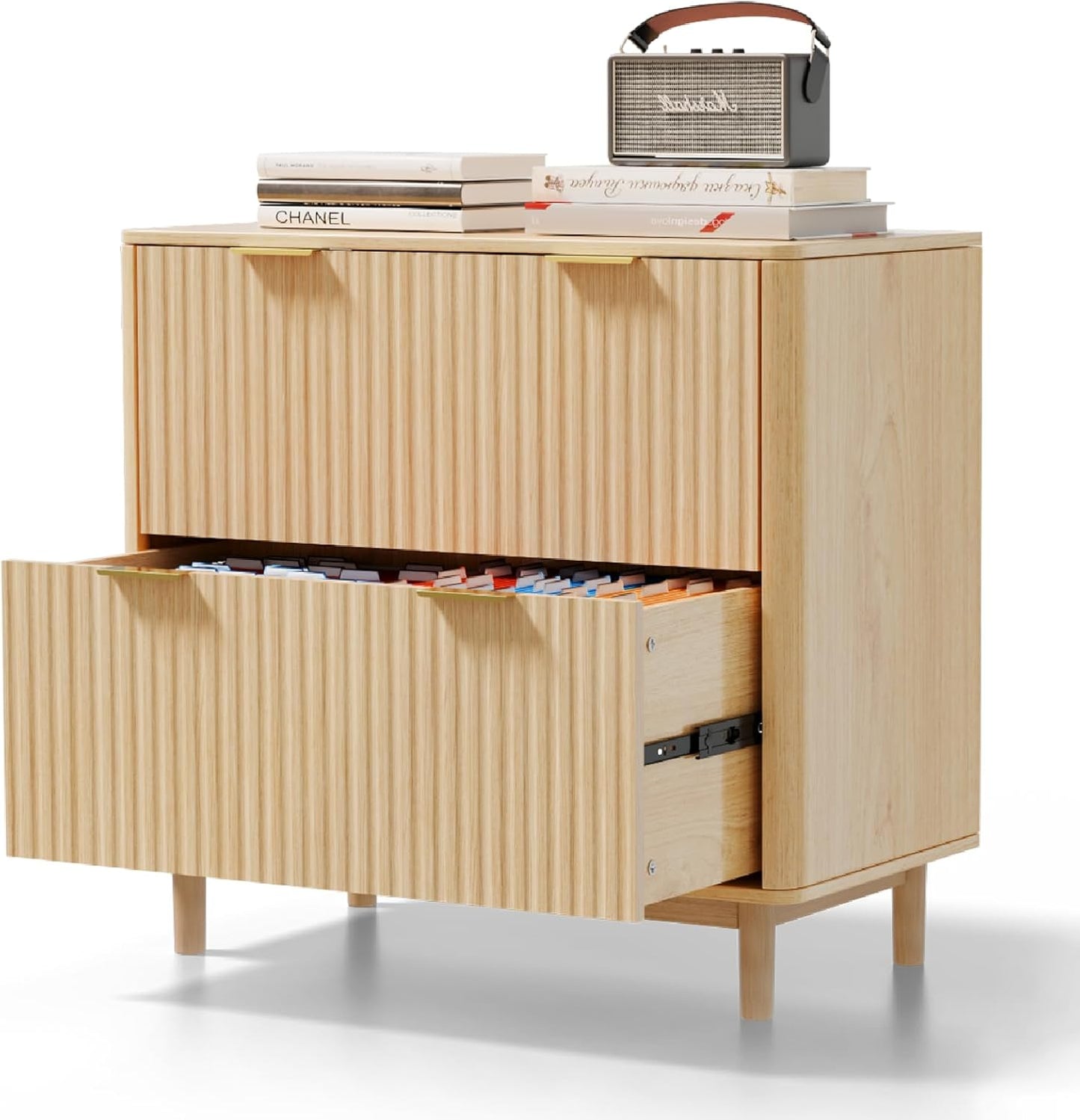 VINGLI 2-Drawer Rolling File Cabinet with Lock, Wood Mobile File Organization for Hanging Letter Size Filings Under Desk Filing Cabinets for Home Office, Assembly Required, Classic Walnut, 26.5" H