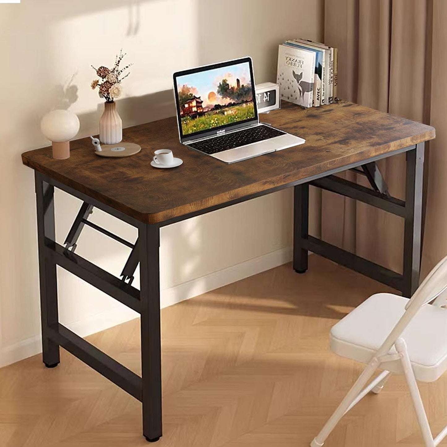 31.5 Inch Foldable Desks for Small Spaces,Foldable Desk No Assembly,Small Table for Bedroom,Black.