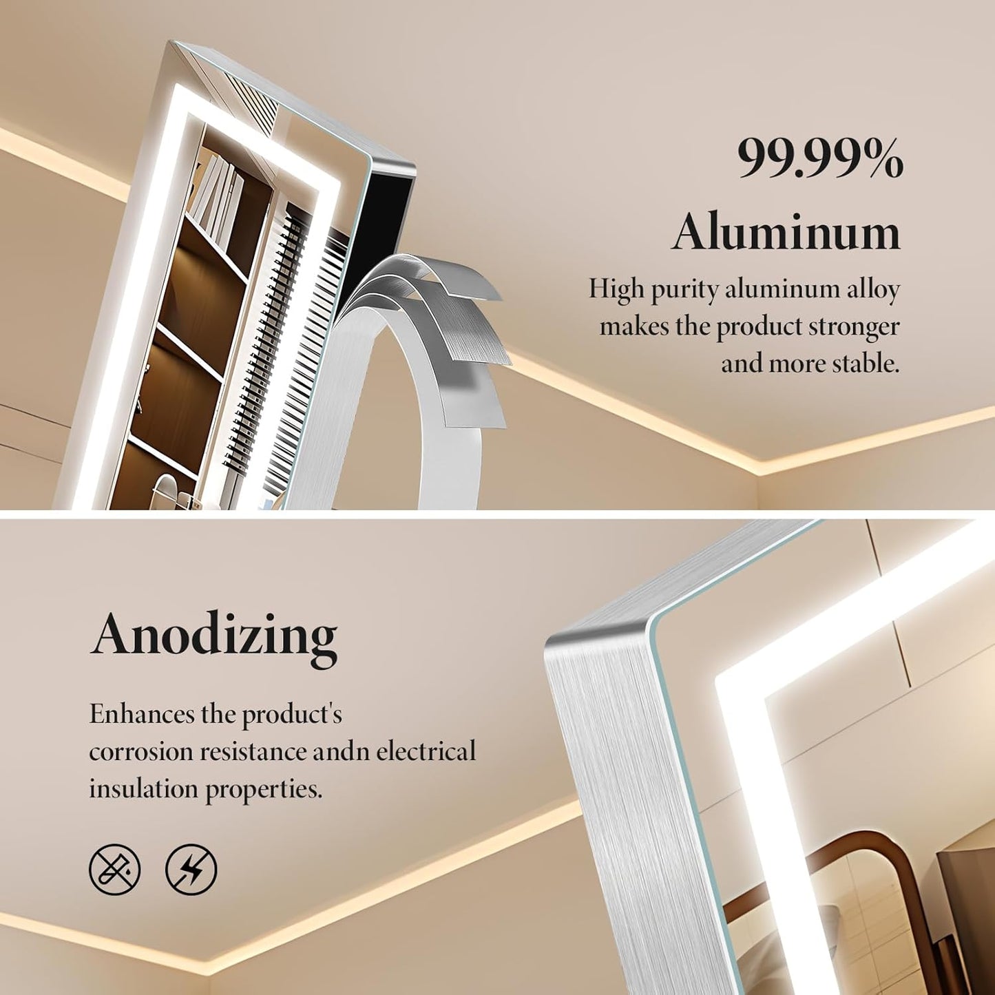 Vanity Mirror with Lights with 360° Rotation, LED Makeup Mirror with 5X Magnification, Lighted Makeup Mirror Adjustable Height, Angle and Light, Smart Touch Control Dark Gray